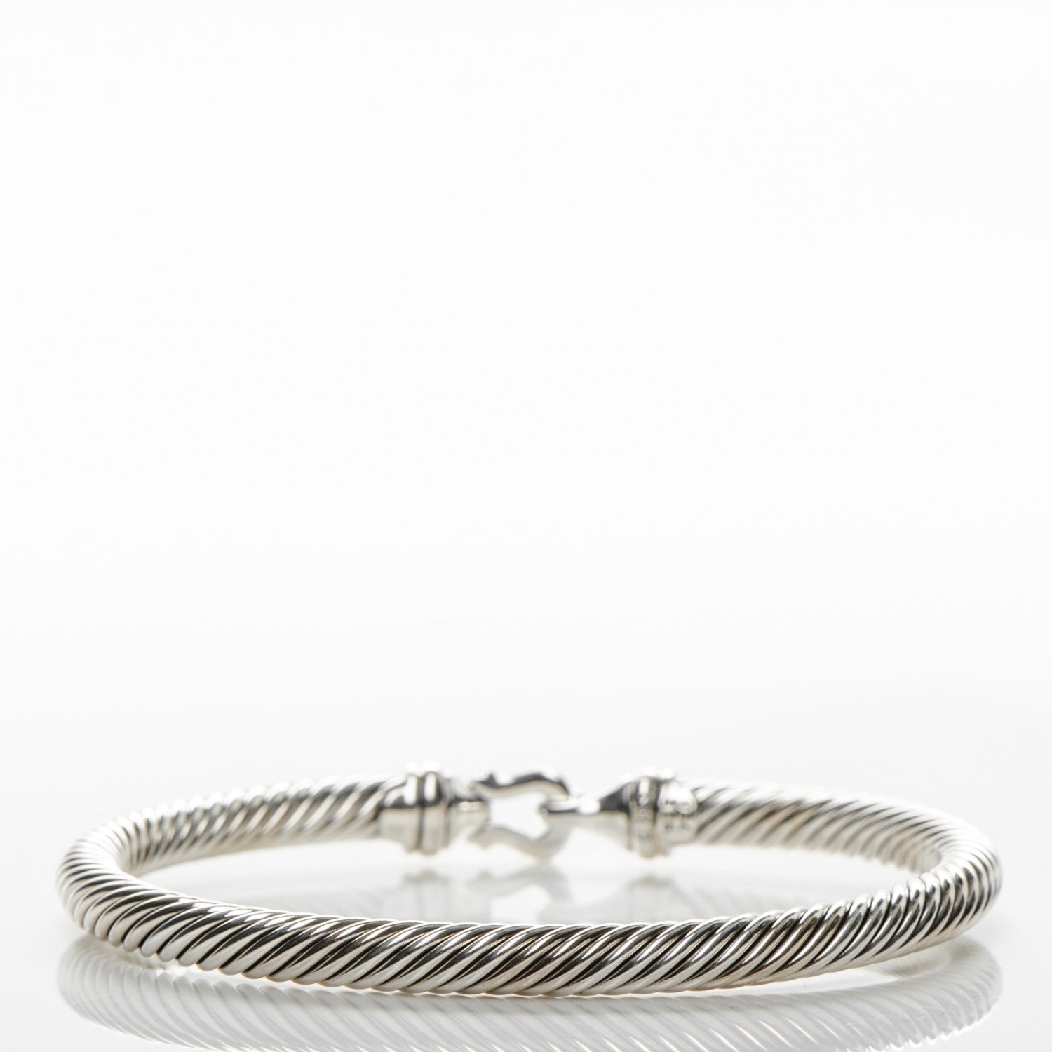 David Yurman Sterling Silver 18K Yellow Gold 5mm Cable Classic Buckle Bracelet 3 of 4