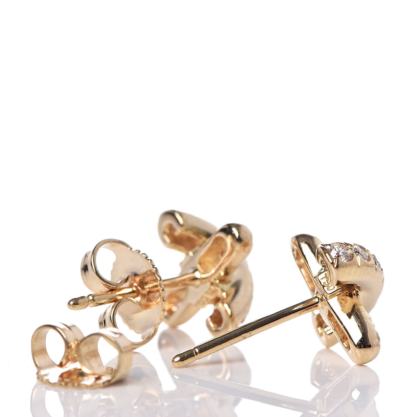 18K Yellow Gold Diamond Cross Stitch X Stud Earrings