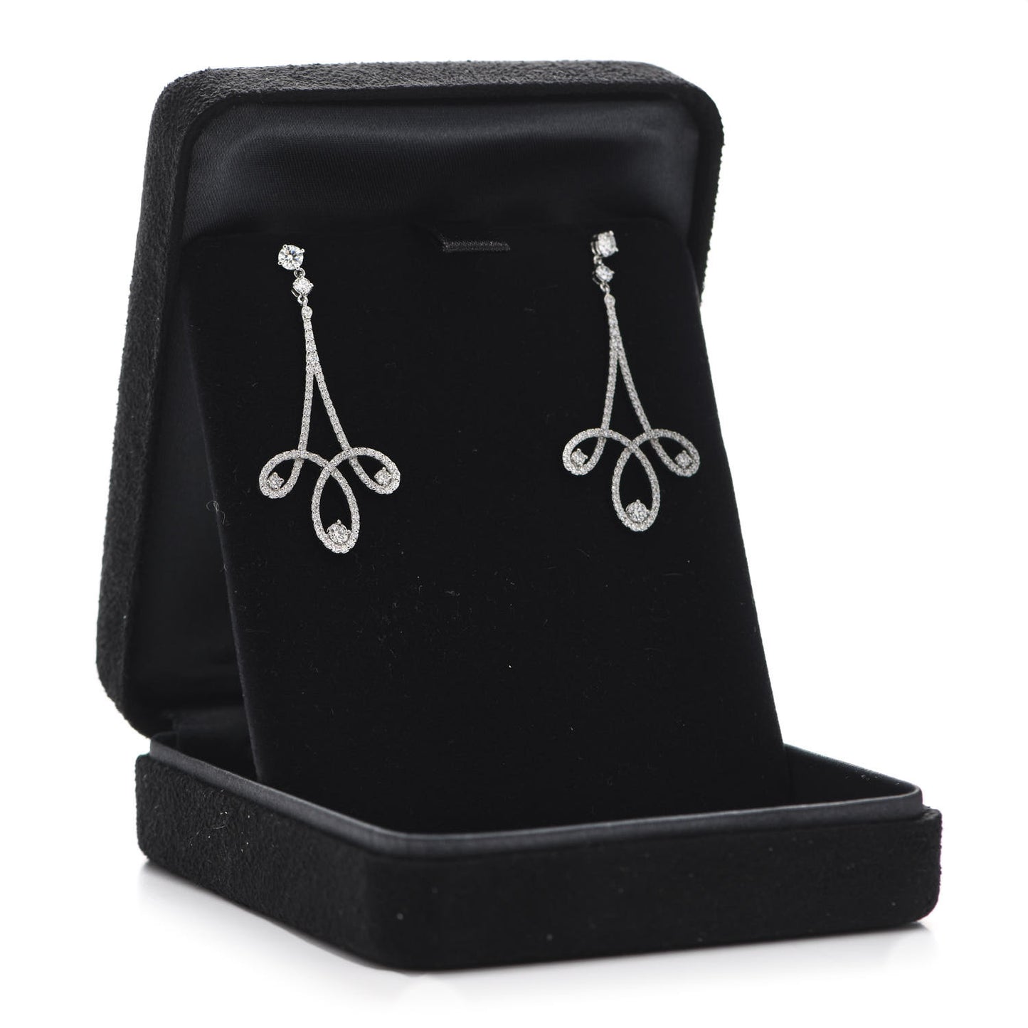 Platinum Diamond Enchant Scroll Drop Earrings