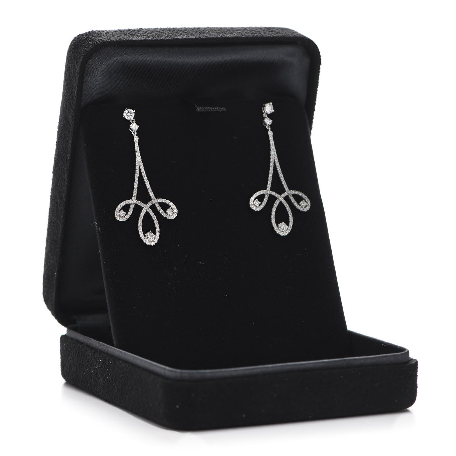 Tiffany Platinum Diamond Enchant Scroll Drop Earrings 5 of 5