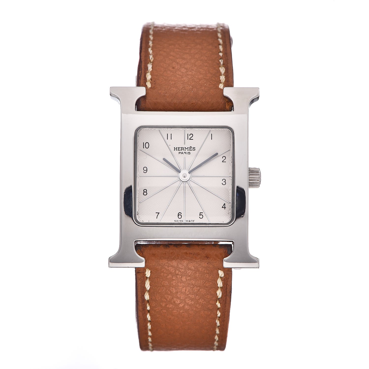 Hermes Stainless Steel Courchevel 21mm Heure H Hour Quartz Watch Gold 1 of 8