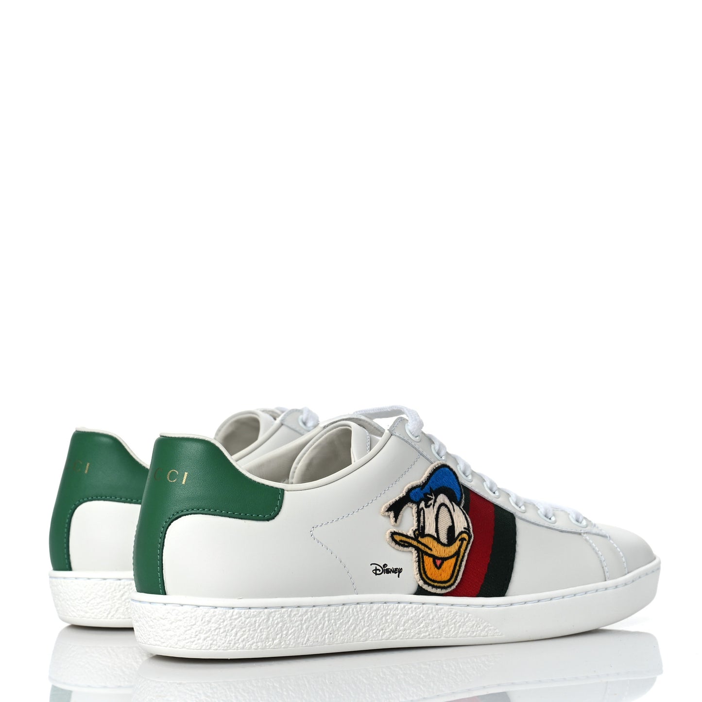 X DISNEY Calfskin Miro Soft Web Donald Duck Womens Ace Sneakers 38 White New Shamarock
