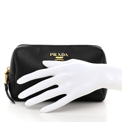 Prada Vitello Daino Cosmetic Pouch Black 2 of 7