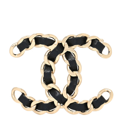 Chanel Lambskin Chain CC Brooch Black Gold 1 of 4