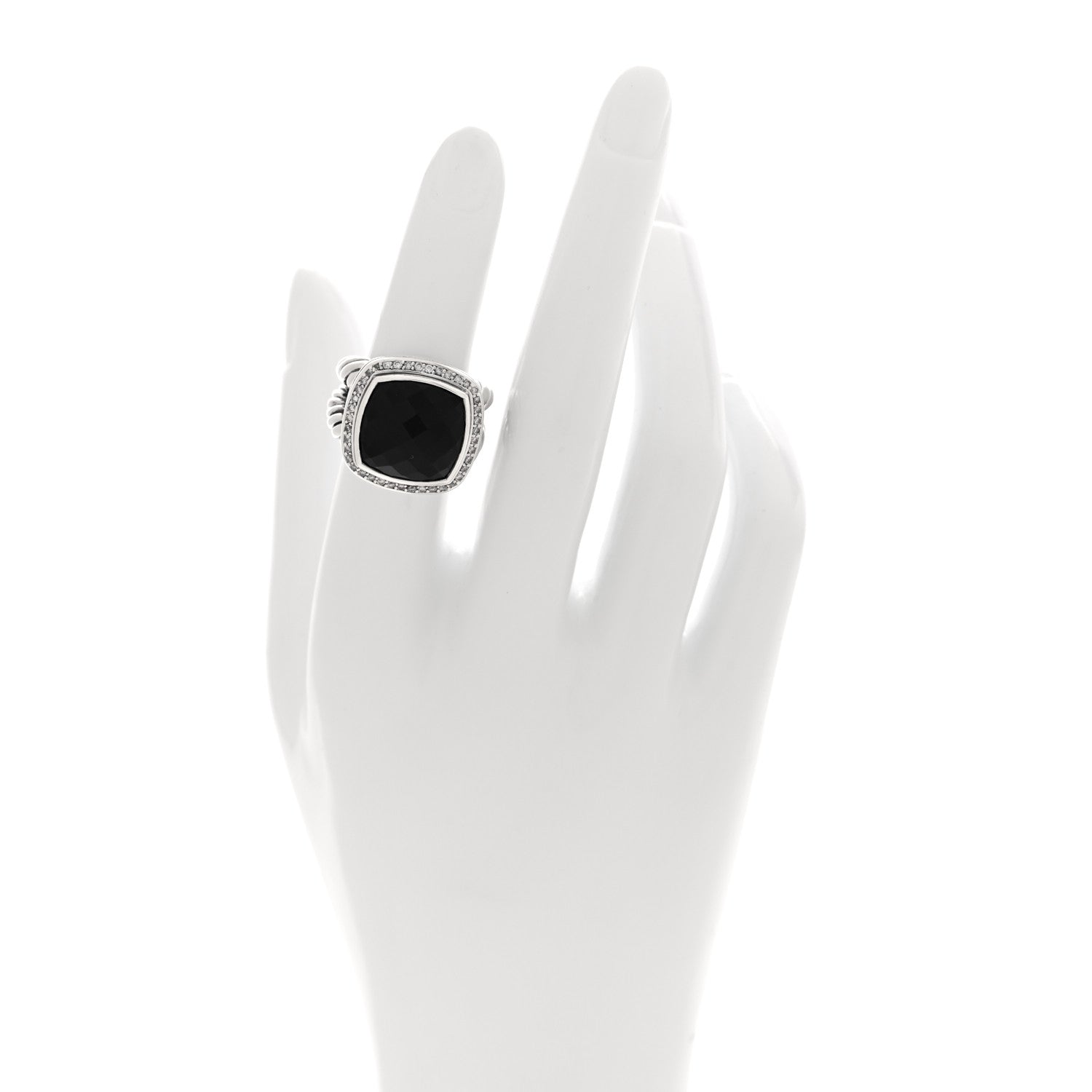 David Yurman Sterling Silver Black Onyx 14mm Albion Statement Ring 50 5.25 2 of 4