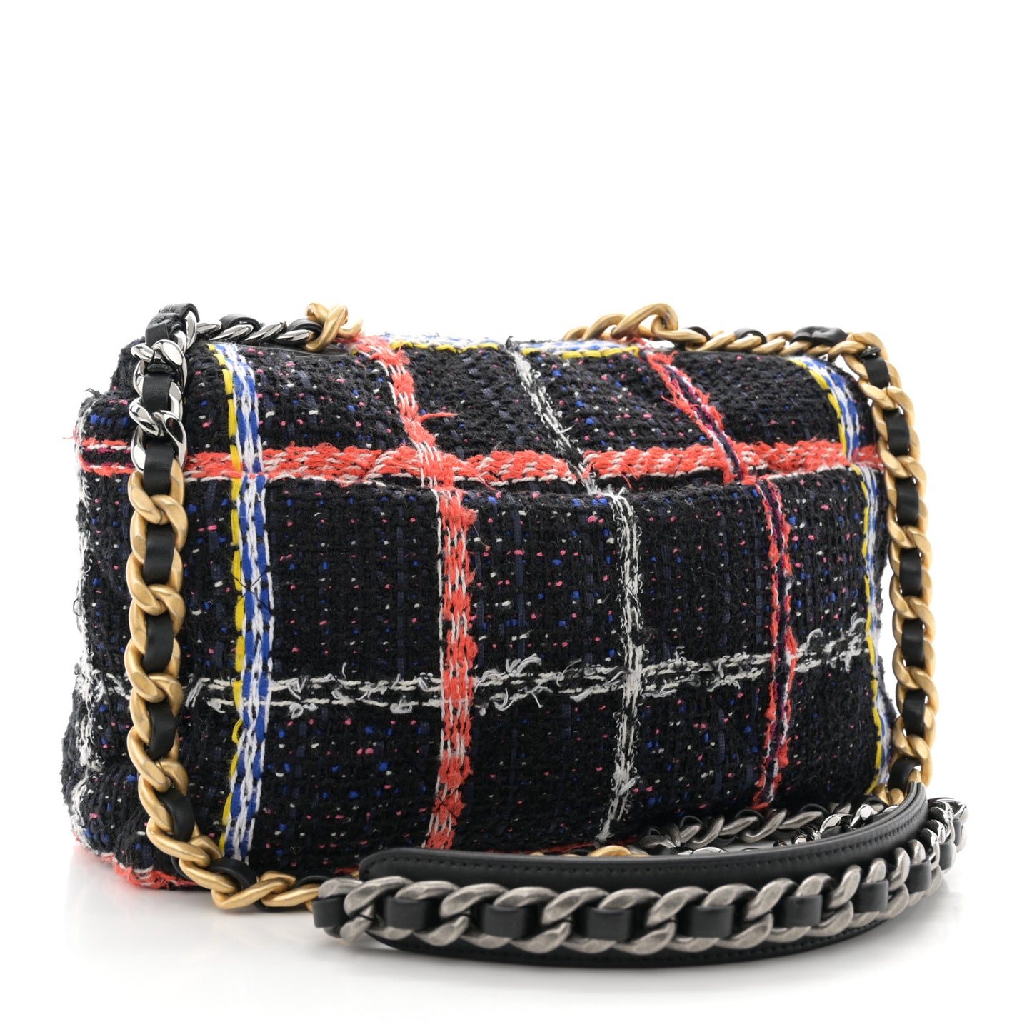 Tweed Quilted Medium Chanel 19 Flap Black Multicolor