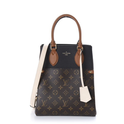 Louis Vuitton Calfskin Monogram Fold Tote MM Black Wine Cream 1 of 10