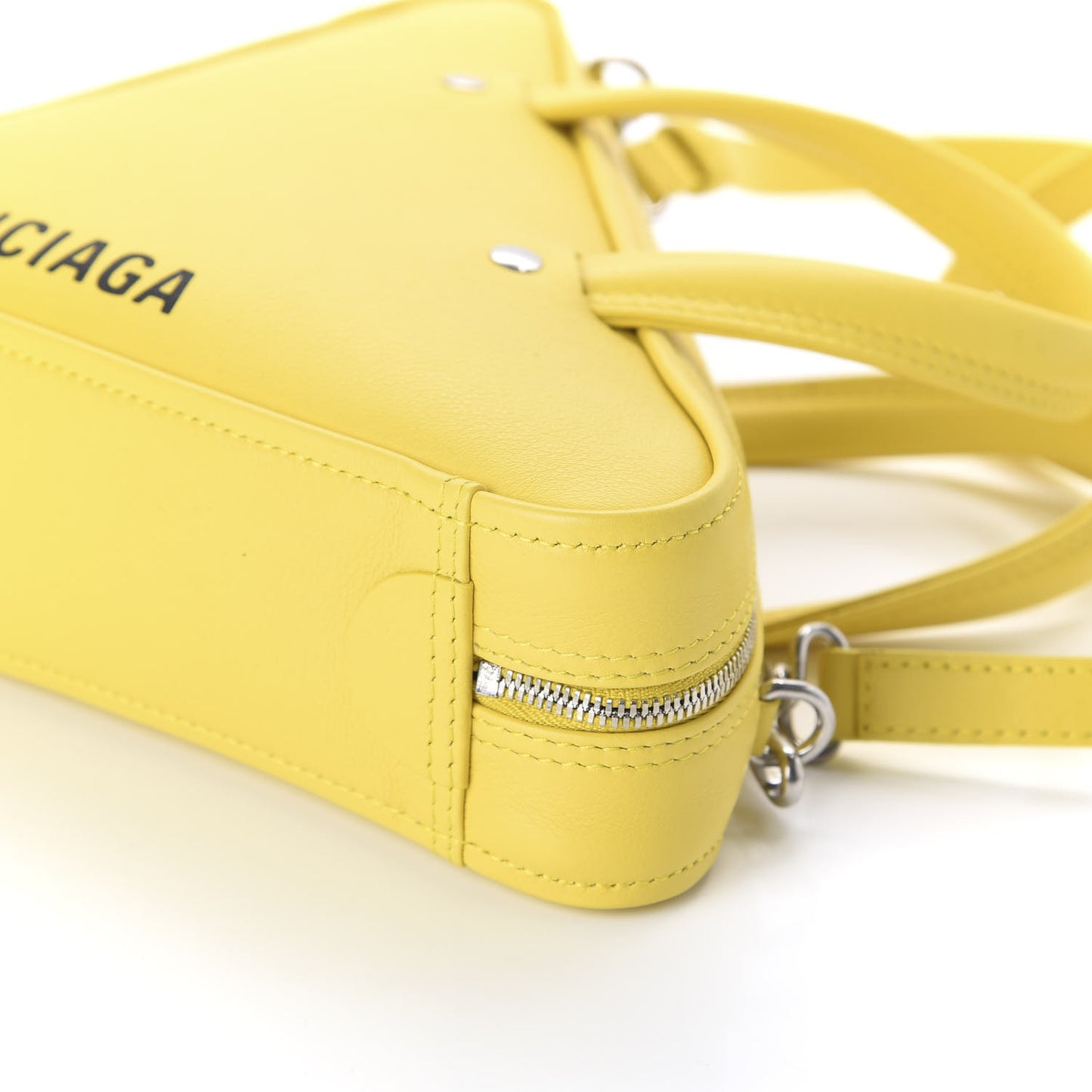 Shiny Day Calfskin Logo XS Triangle Duffle Jaune Black
