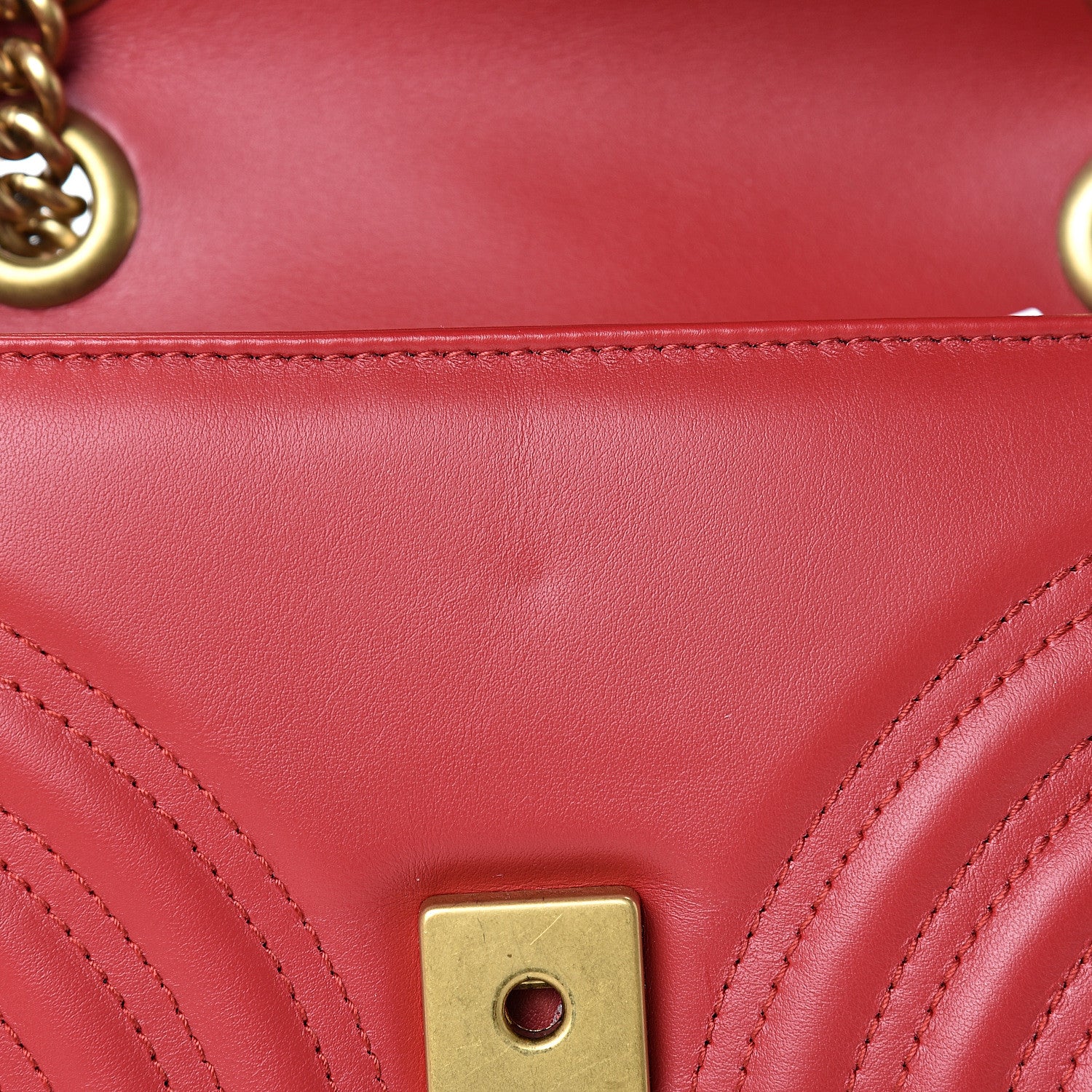Gucci Calfskin Matelasse Mini GG Marmont Shoulder Bag Hibiscus Red 10 of 10