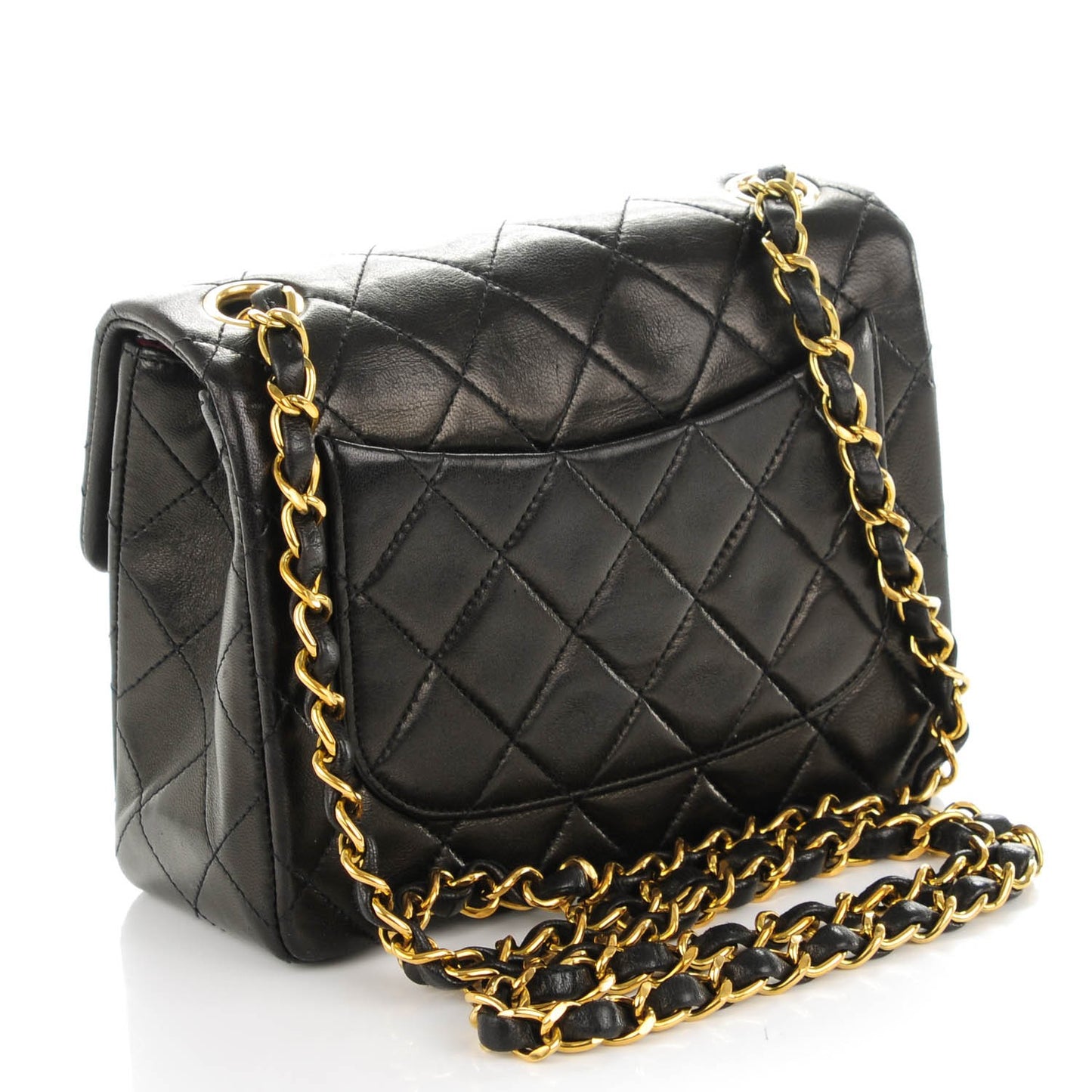 Lambskin Quilted Mini Square Flap Black