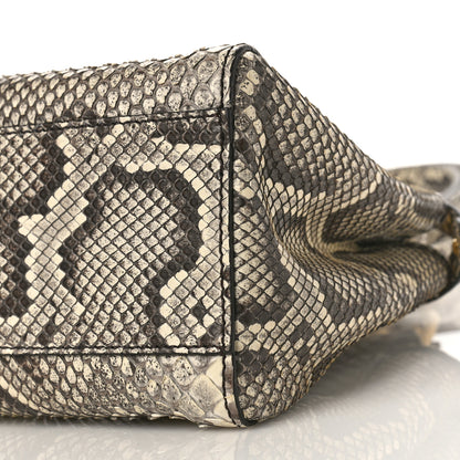 Fendi Snakeskin Shiny Nappa Mini Peekaboo Iconic Satchel Roccia Light Rose 9 of 9