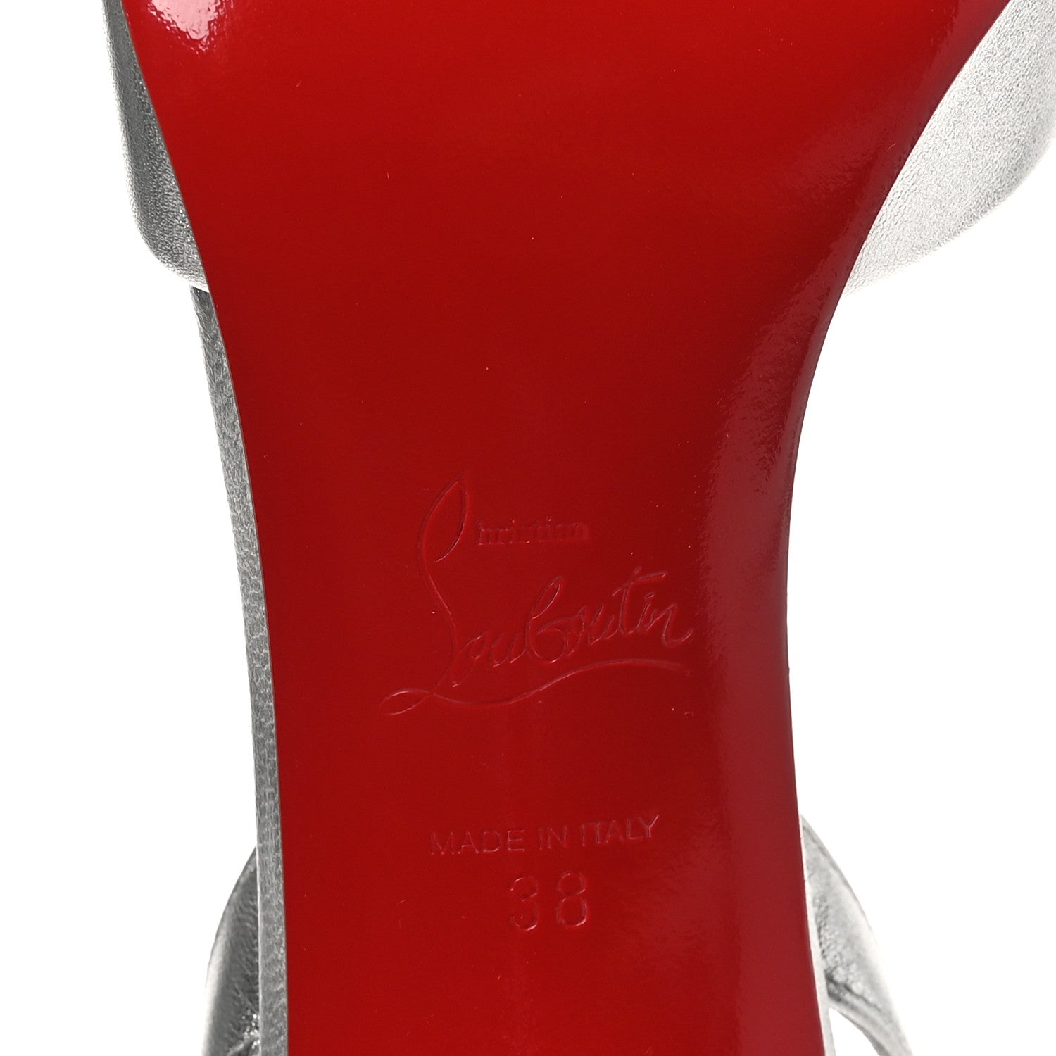 Christian Louboutin Laminated Calfskin Kate Max O Slingback 100 Pumps 38 Silver 8 of 8