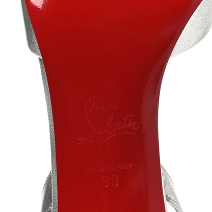 Christian Louboutin Laminated Calfskin Kate Max O Slingback 100 Pumps 38 Silver 8 of 8