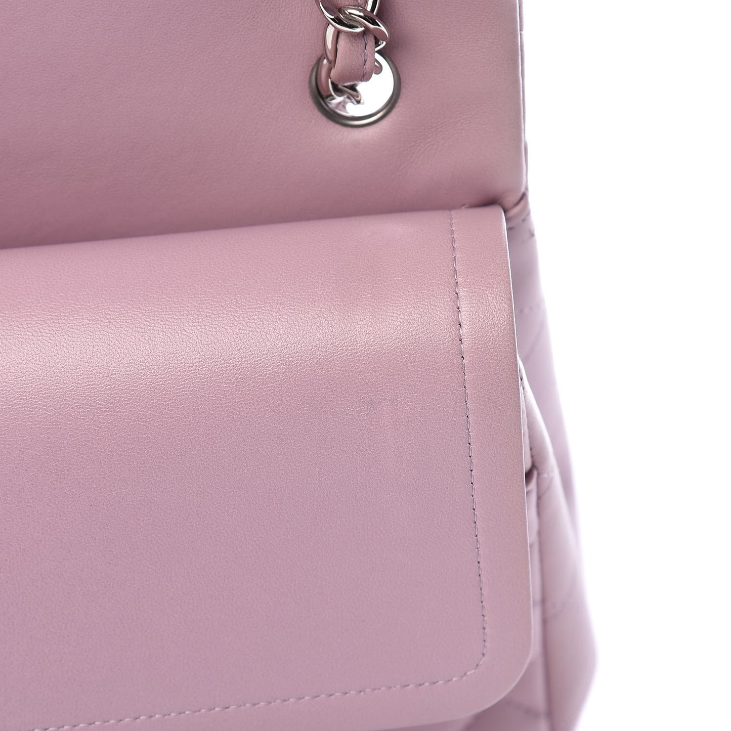 Lambskin Quilted Jumbo Double Flap Light Purple