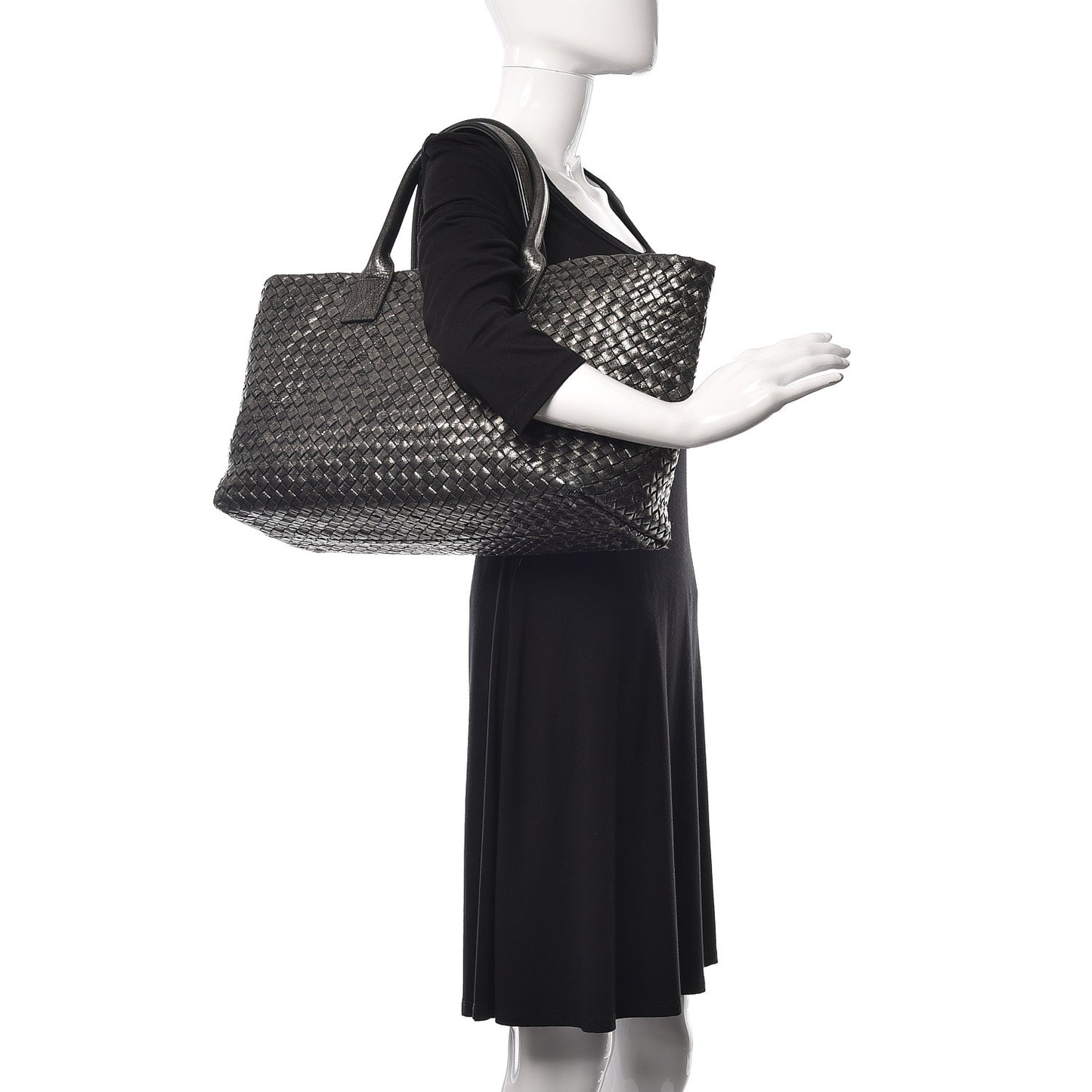 Metallic Nappa Intrecciato Medium Moon Cabat