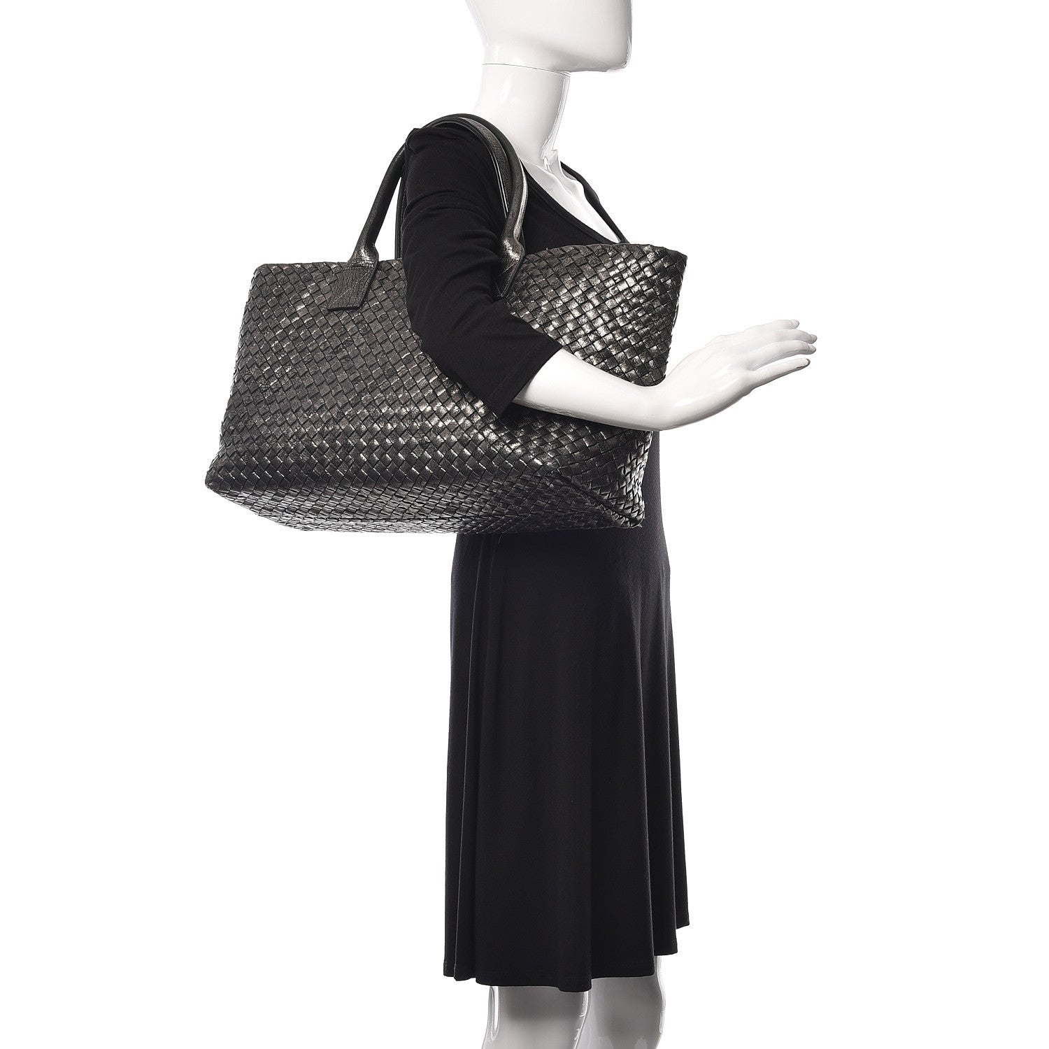 Bottega Veneta Metallic Nappa Intrecciato Medium Moon Cabat 2 of 11