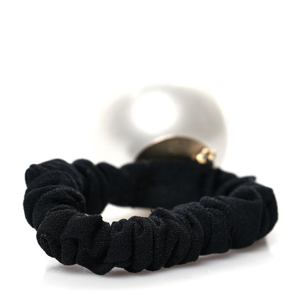 Chanel Pearl CC Hair Tie Black Gold Pearly White 2 of 3