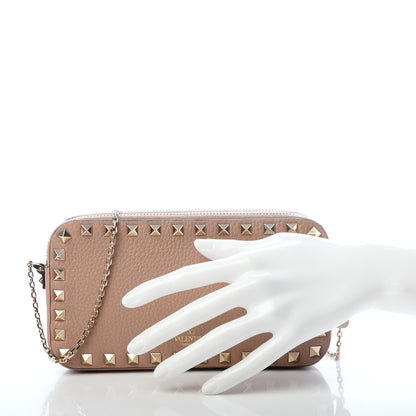 Valentino Garavani Pebbled Calfskin Rockstud Double Zip Camera Crossbody Bag Poudre 2 of 7