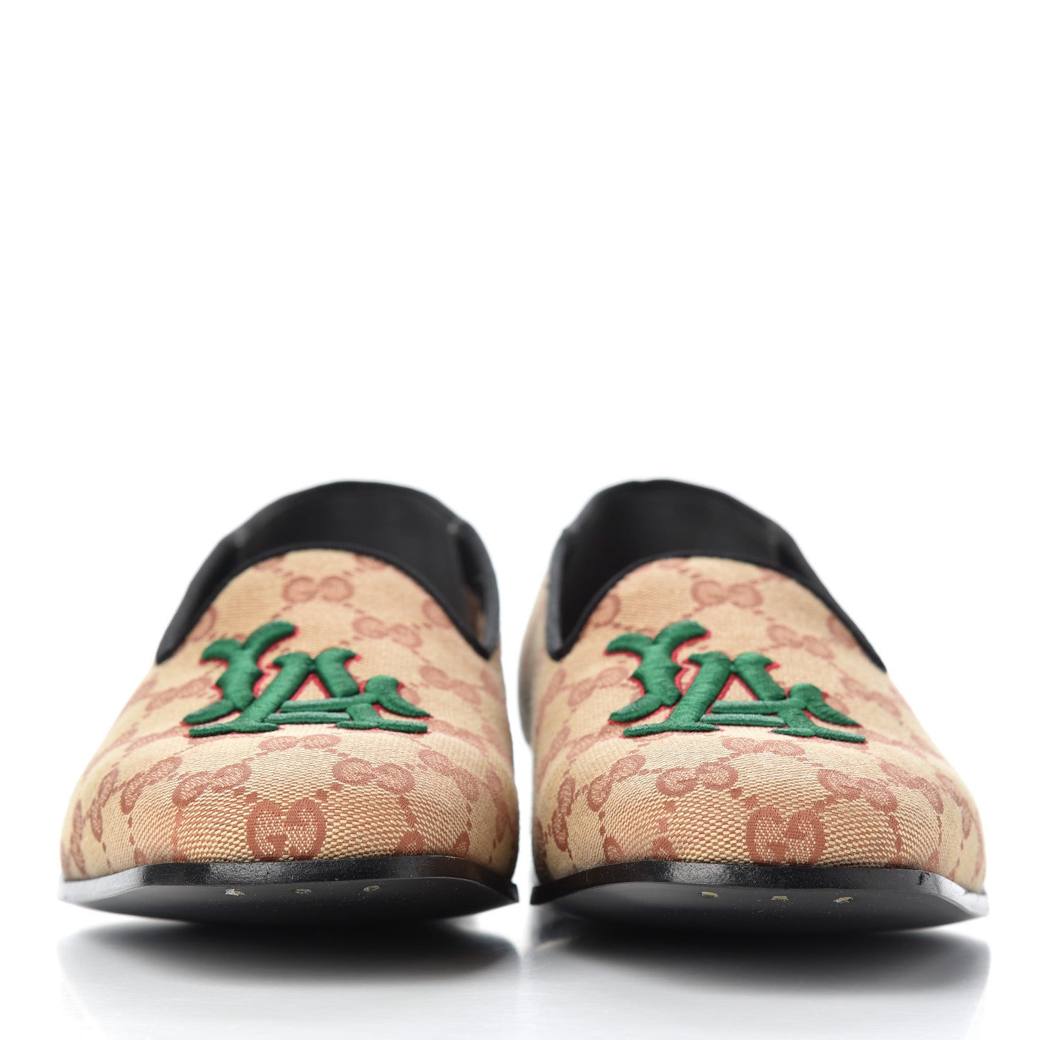 Gucci X MLB GG Monogram LA Dodgers Embroidered Mens Loafers 8.5 Beige Ruggine Black 2 of 19