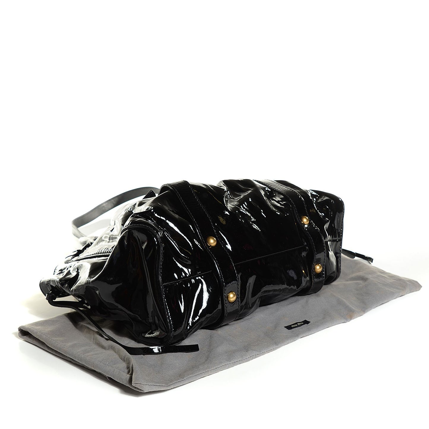 Vernice Patent Gathered Tote Black