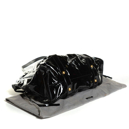 Miu Miu Vernice Patent Gathered Tote Black 4 of 8