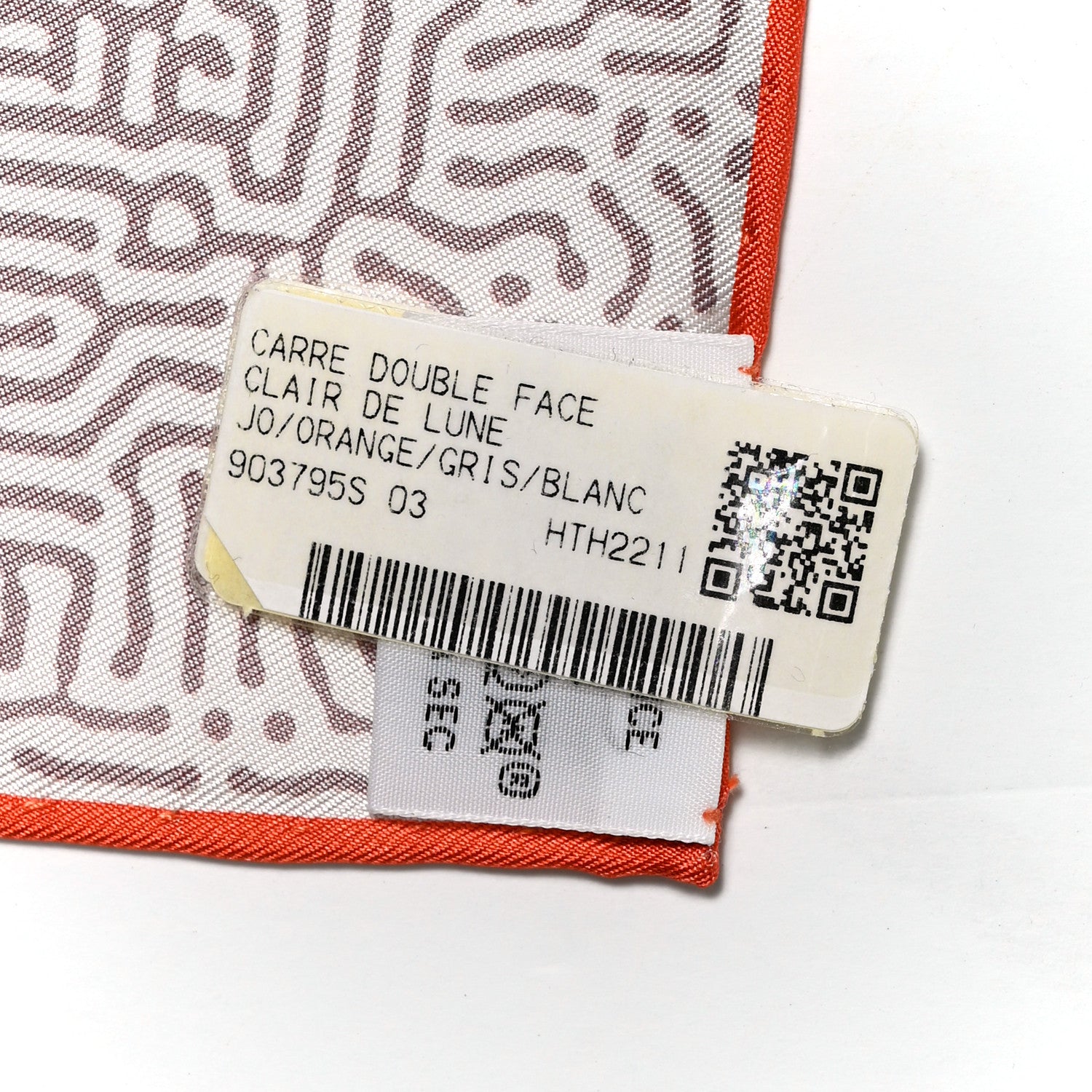 Hermes Silk Double Face Clair De Lune Scarf 90 Orange Gris White 5 of 5