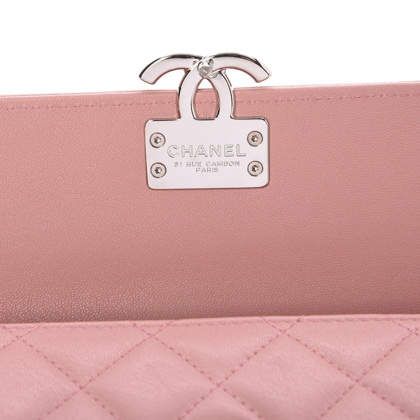 Lambskin Quilted CC Box Flap Wallet Light Pink