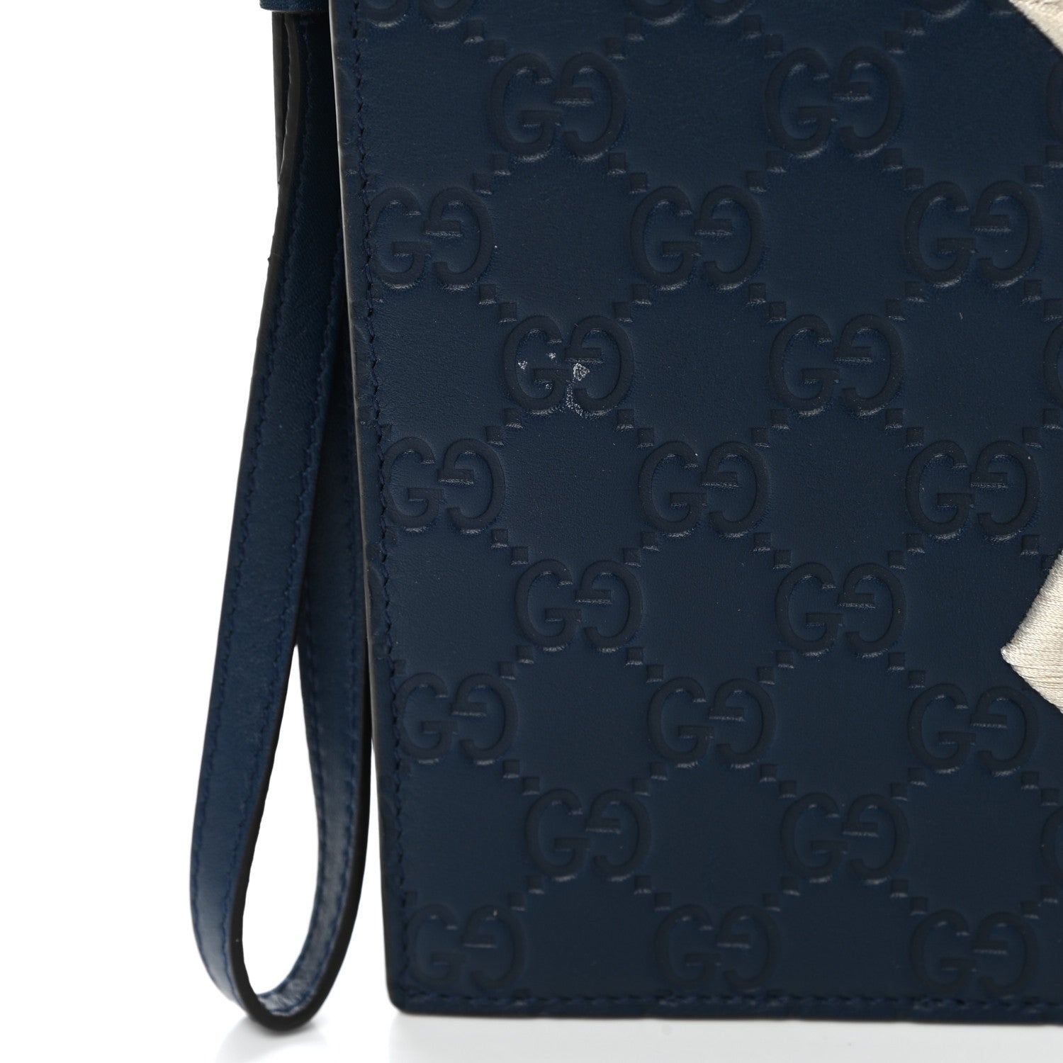 Gucci X MLB Guccissima NY Yankees Zip Wristlet Pouch Royale Ivory 8 of 8