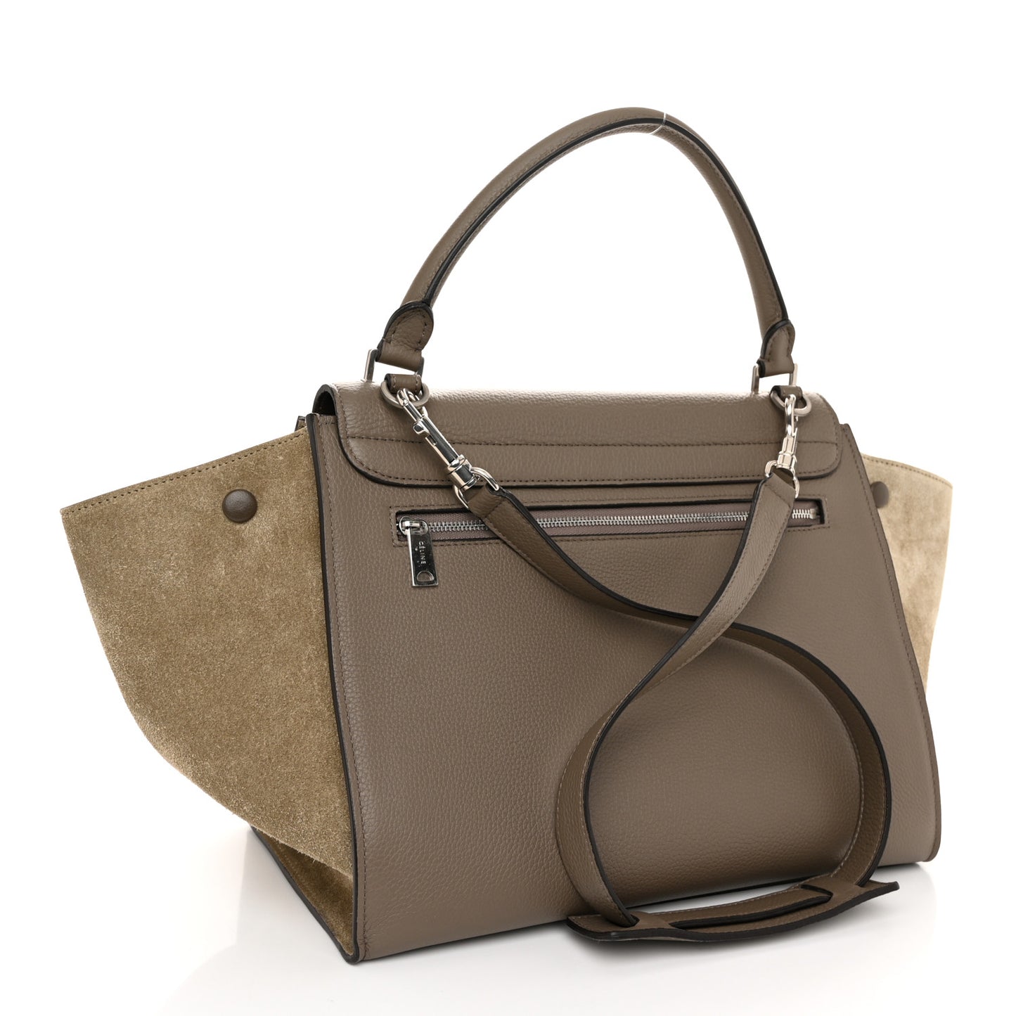 Drummed Calfskin Suede Medium Trapeze Souris