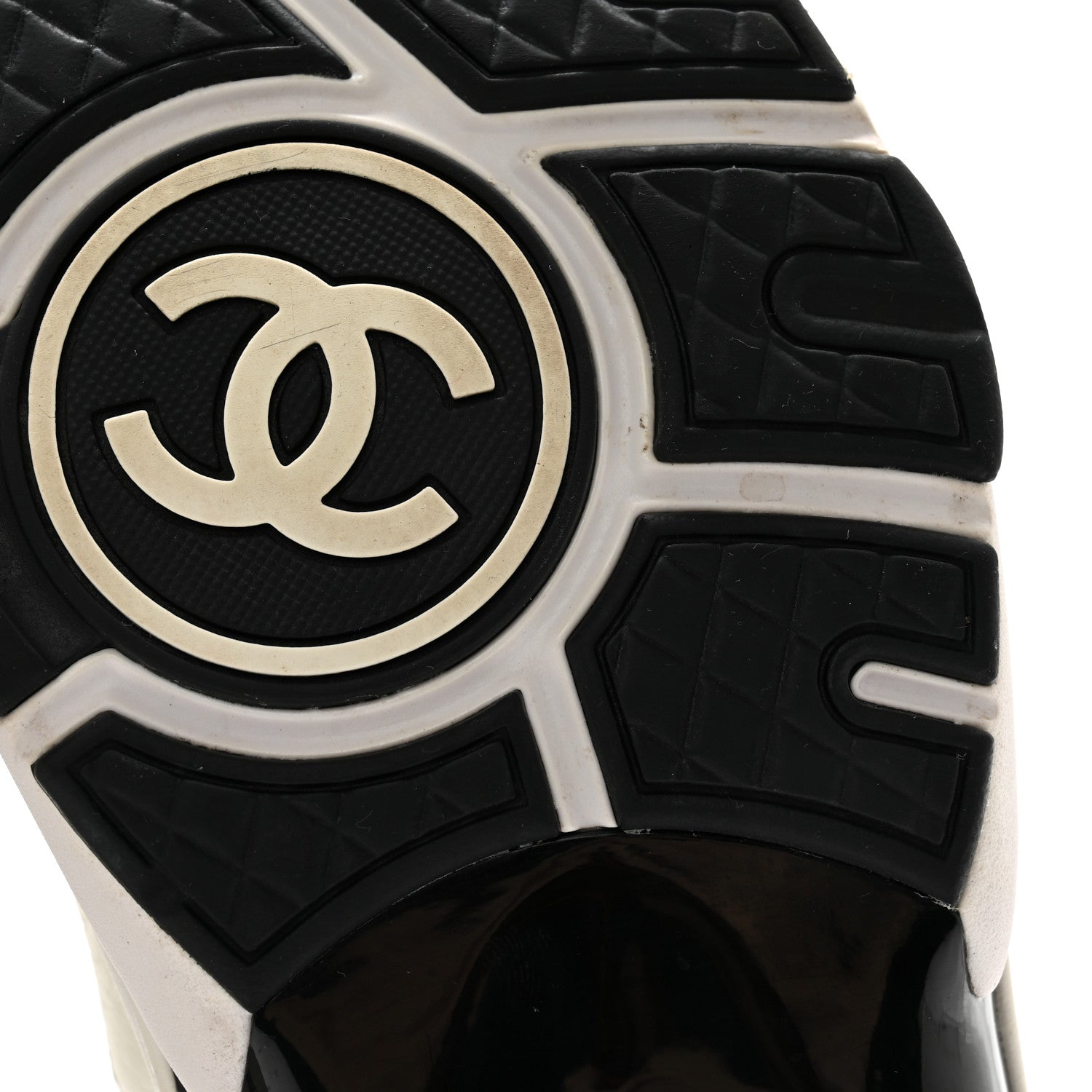 Chanel Mesh Suede Calfskin Grained Calfskin Womens CC Sneakers 39 White Black 8 of 11