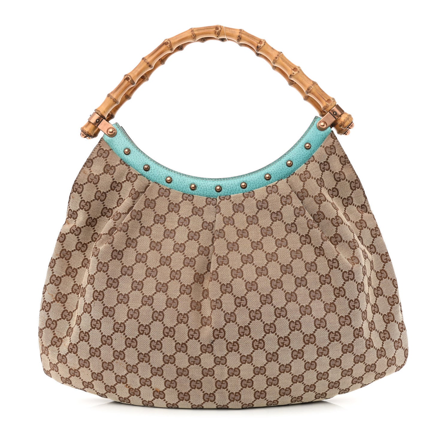Monogram Bamboo Top Handle Bag Turquoise