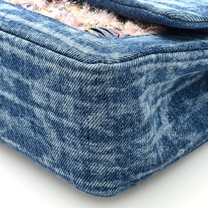 Chanel Denim Tweed Quilted Medium Double Flap Blue 9 of 9