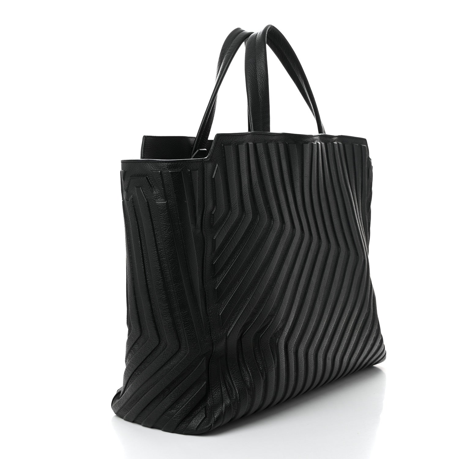 Balenciaga Grained Calfskin Embossed Large Car East West Tote Black 3 of 10