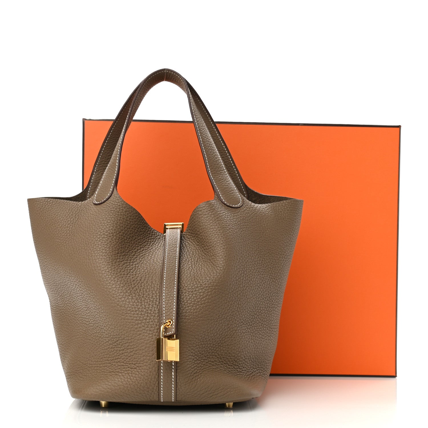 Hermes Taurillon Clemence Picotin Lock 22 MM Etoupe 11 of 11