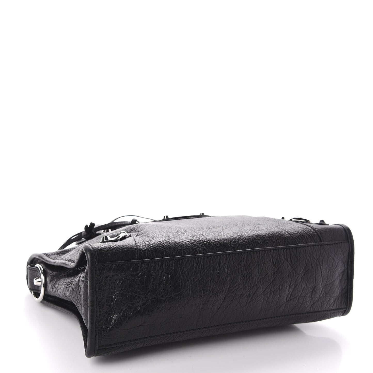 Agneau Classic Hardware S City Logo Strap Black White
