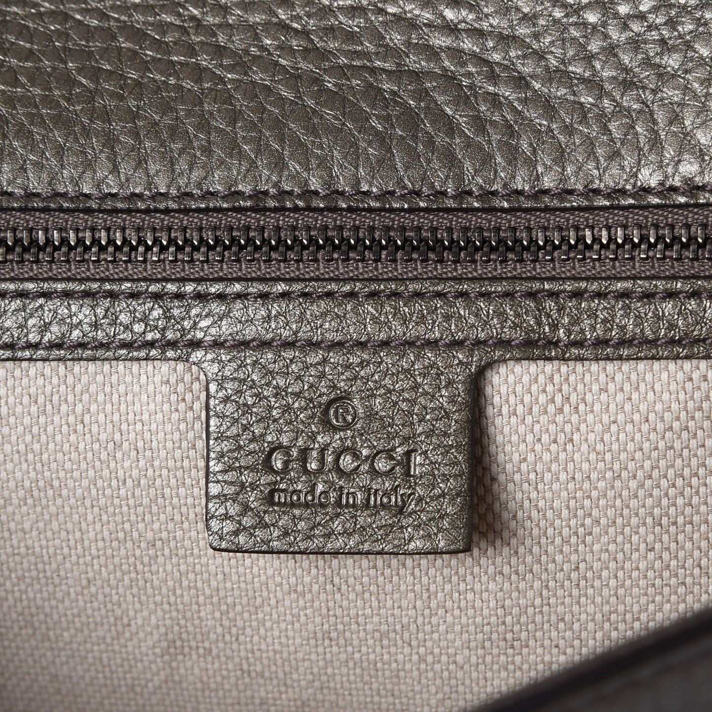 Metallic Pebbled Calfskin Medium Soho Clutch Sasso