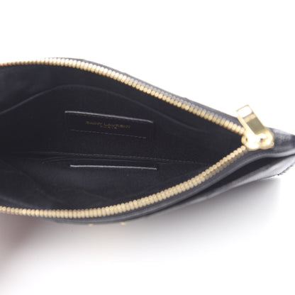 Saint Laurent Grain De Poudre Chevron Monogram Bill Pouch Black 5 of 8