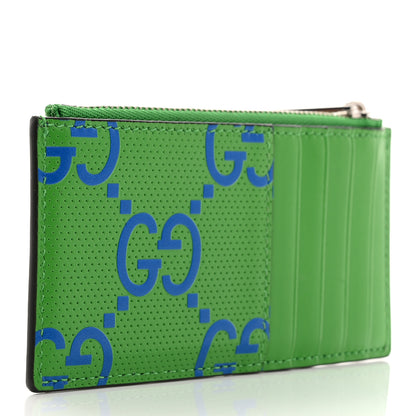 Gucci Calfskin GG Tennis Bi-Color Embossed Zip Wallet Joy Green Joy Blue 3 of 7