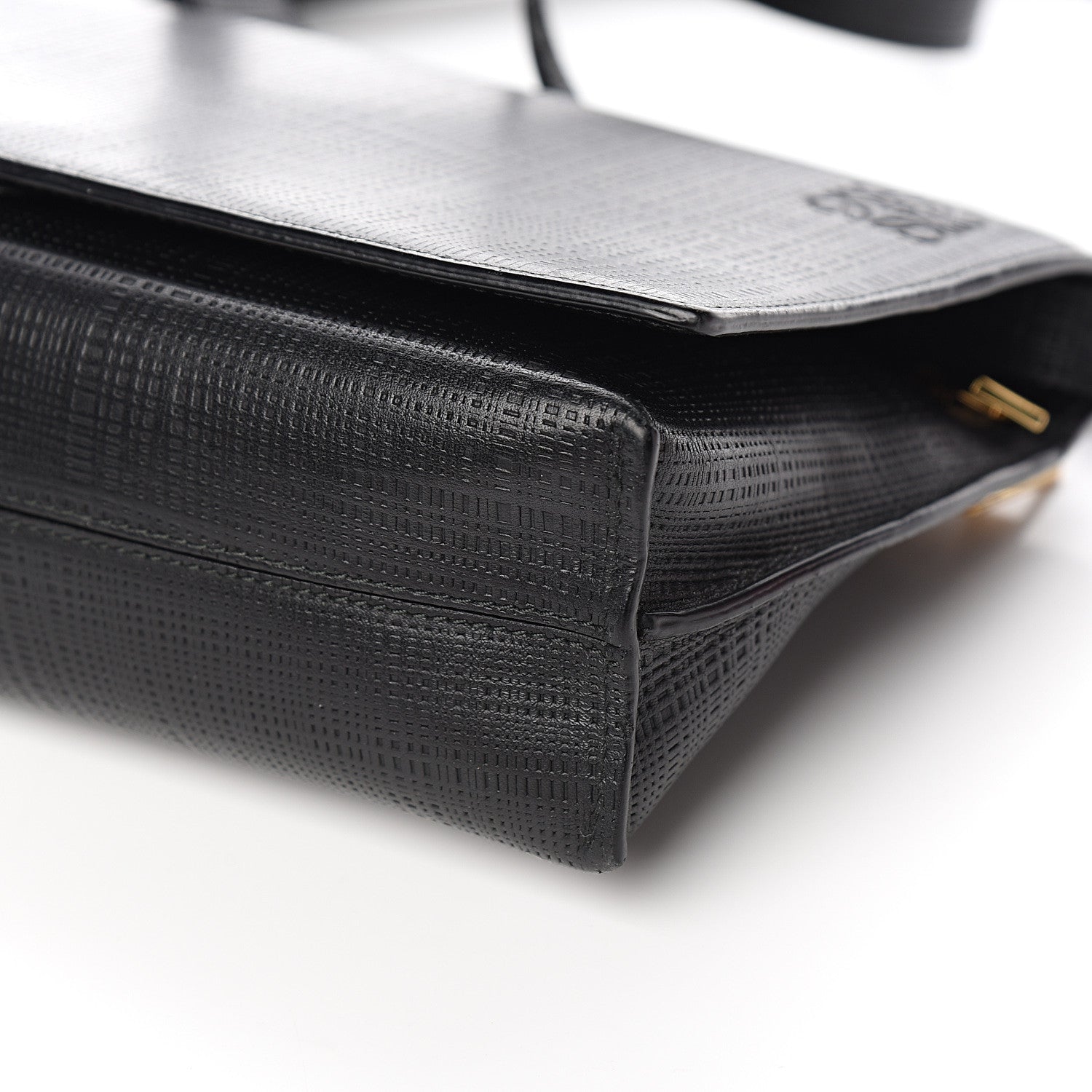 Loewe Calfskin Linen Embossed Small Messenger Bag Black 9 of 10