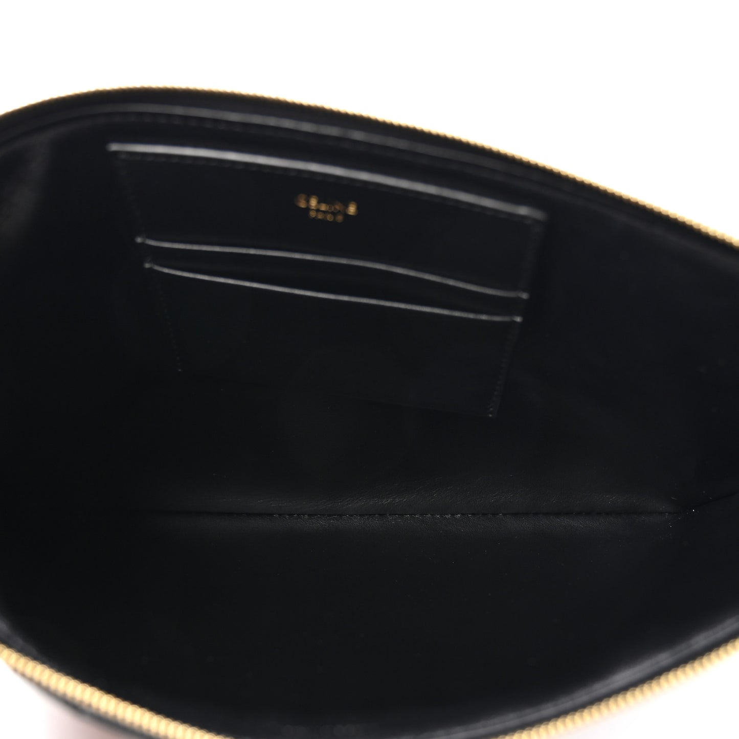 Calfskin Quilted C Charm Pouch Black