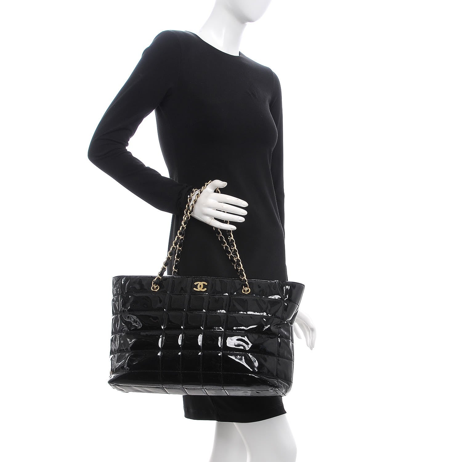 Chanel Patent Chocolate Bar CC Tote Black 2 of 11