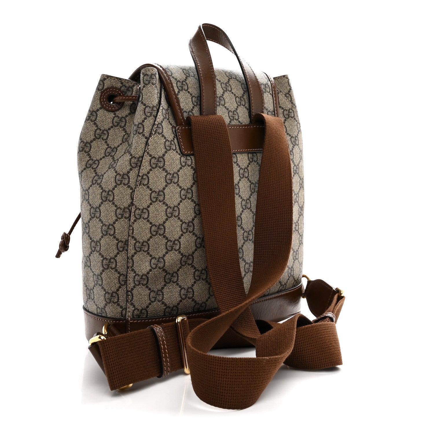 Gucci GG Supreme Monogram Azalea Calfskin Retro Interlocking G Buckle Backpack Beige Ebony Brown Sugar 2 of 9