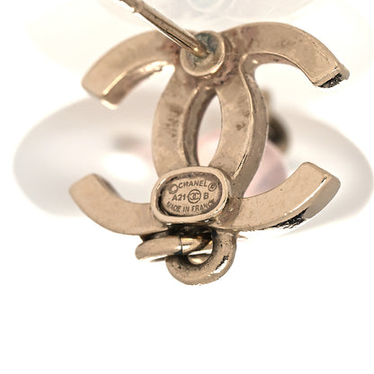 Chanel Metal Pearl Crystal Bead CC Heart Drop Earrings Pink Gold 4 of 4