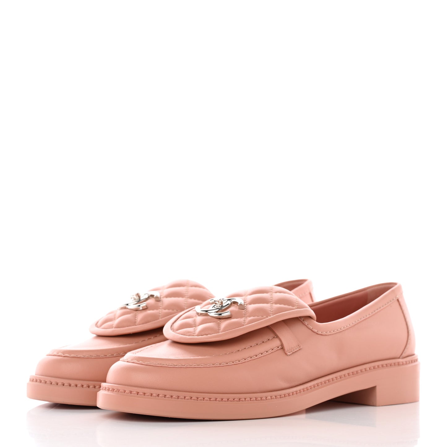 Lambskin Quilted CC Turnlock Loafers 40 Dark Pink