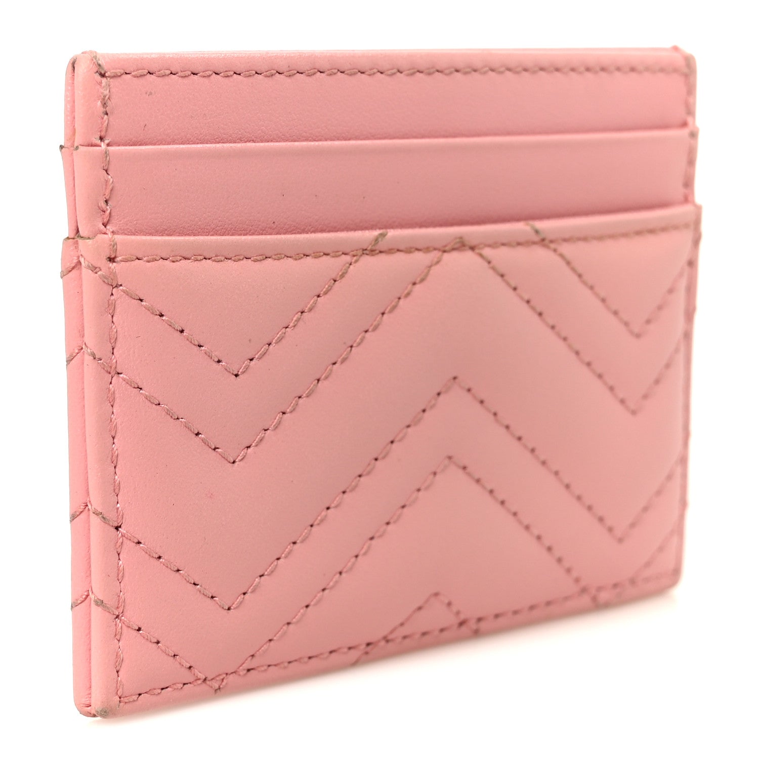 Gucci Calfskin Matelasse GG Marmont Card Holder Wild Rose 3 of 7