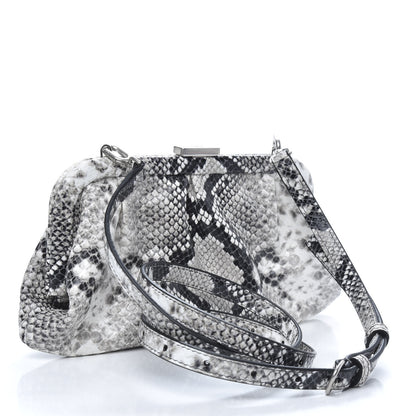 Balenciaga Calfskin Logo Python Effect Cloud Clutch XS Black White 3 of 8