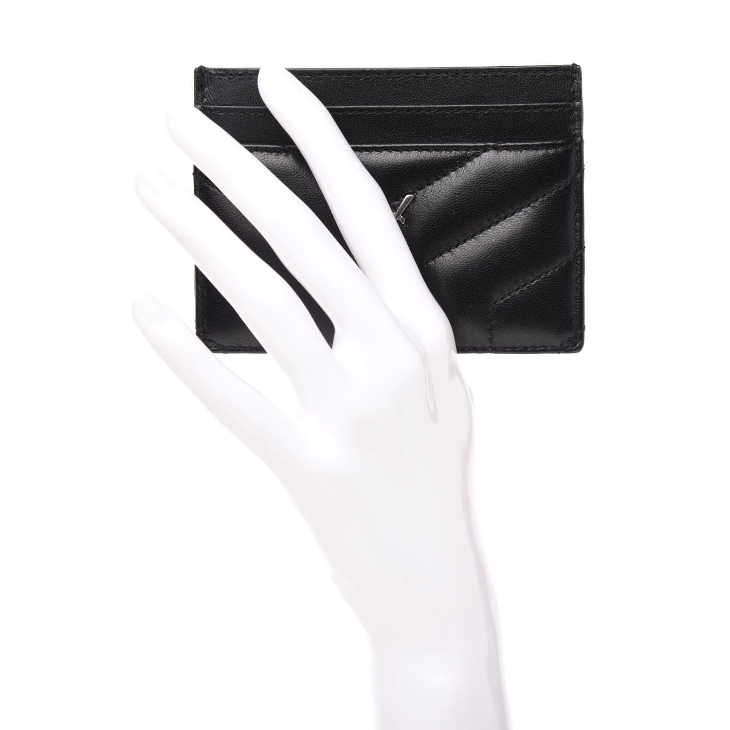 Saint Laurent Calfskin Y Quilted Monogram LouLou Credit Card Case Black 2 of 9