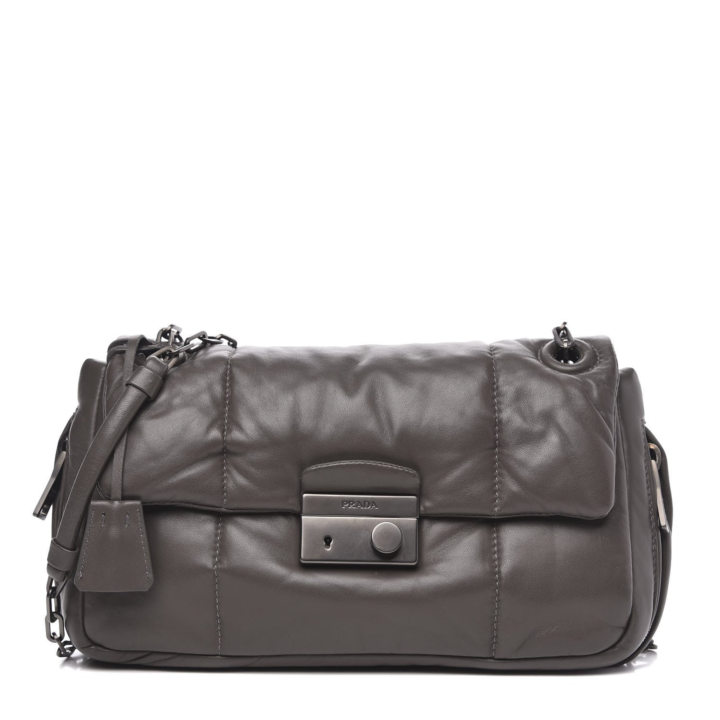 Nappa Bomber Sound Chain Flap Shoulder Bag Ardesia