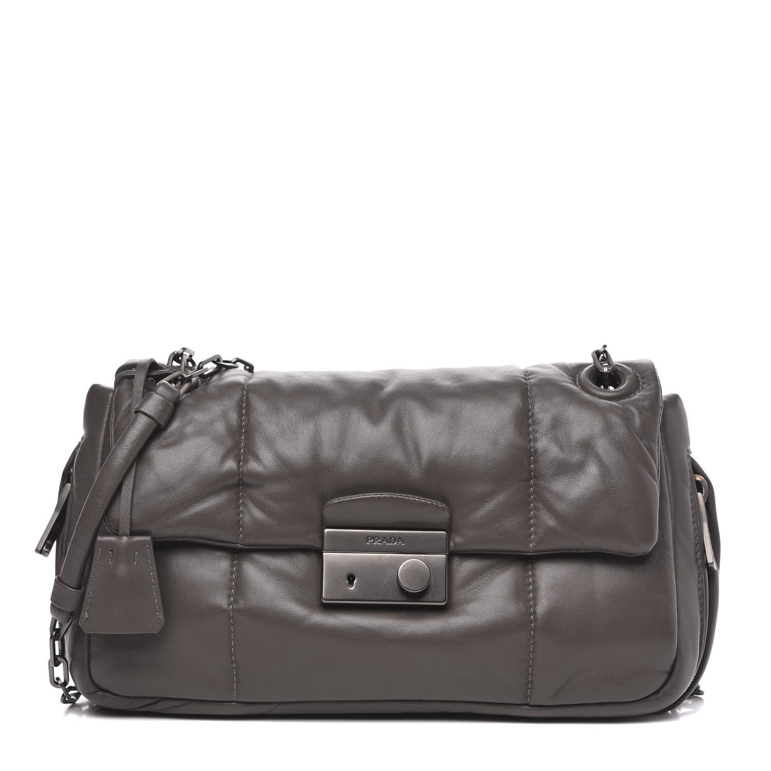 Prada Nappa Bomber Sound Chain Flap Shoulder Bag Ardesia 1 of 9