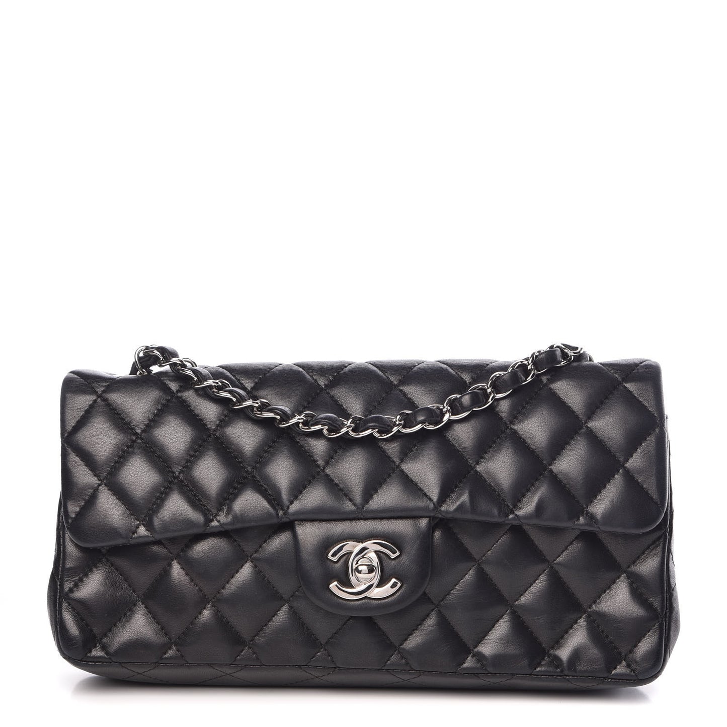 Lambskin Quilted East West Flap Black